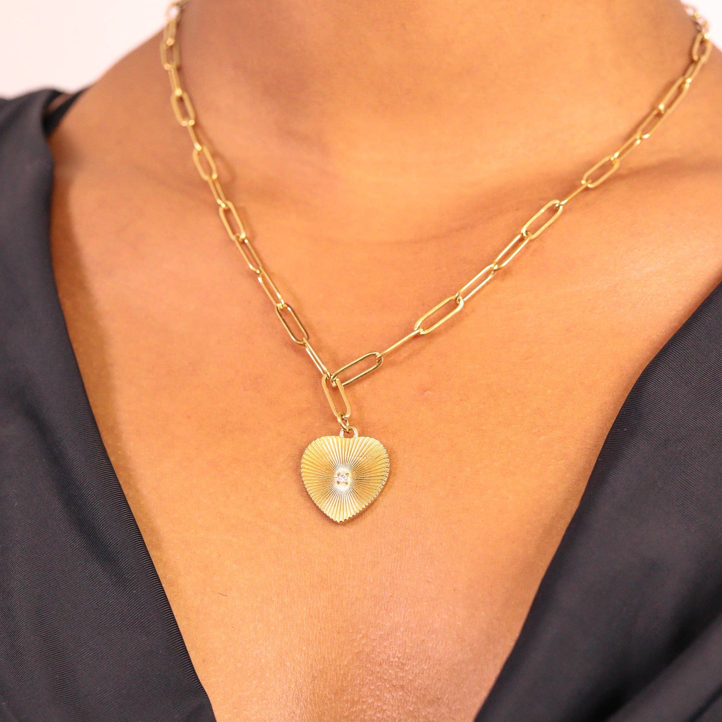 Heart Paperclip Pendant Necklace