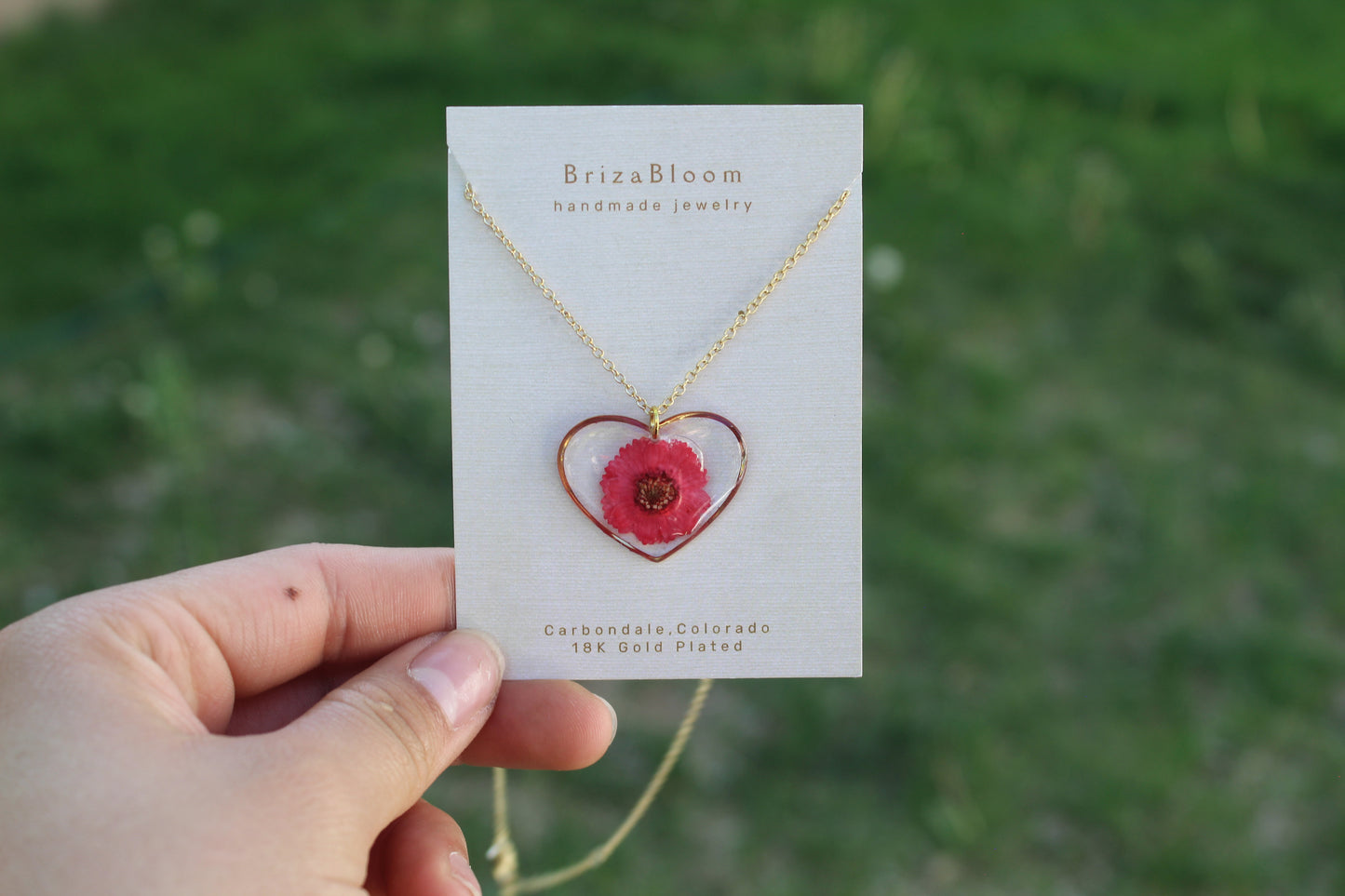 Gold Necklace/Red Flower