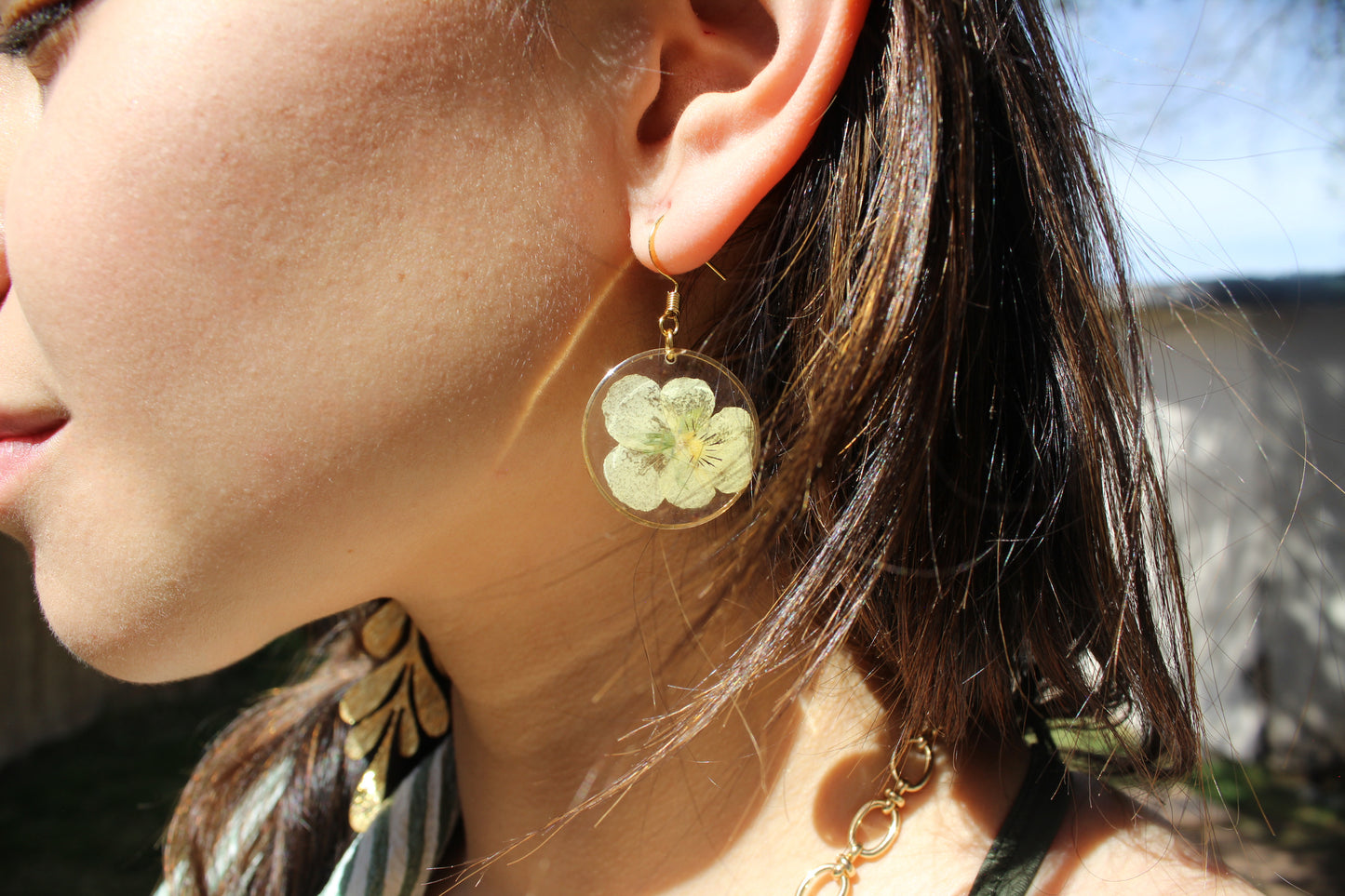 Golden Pansy Earrings