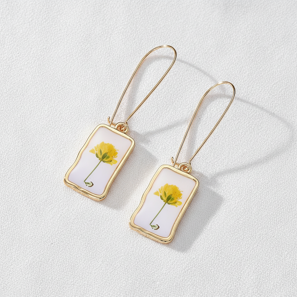 Square Daisy Drop Earrings