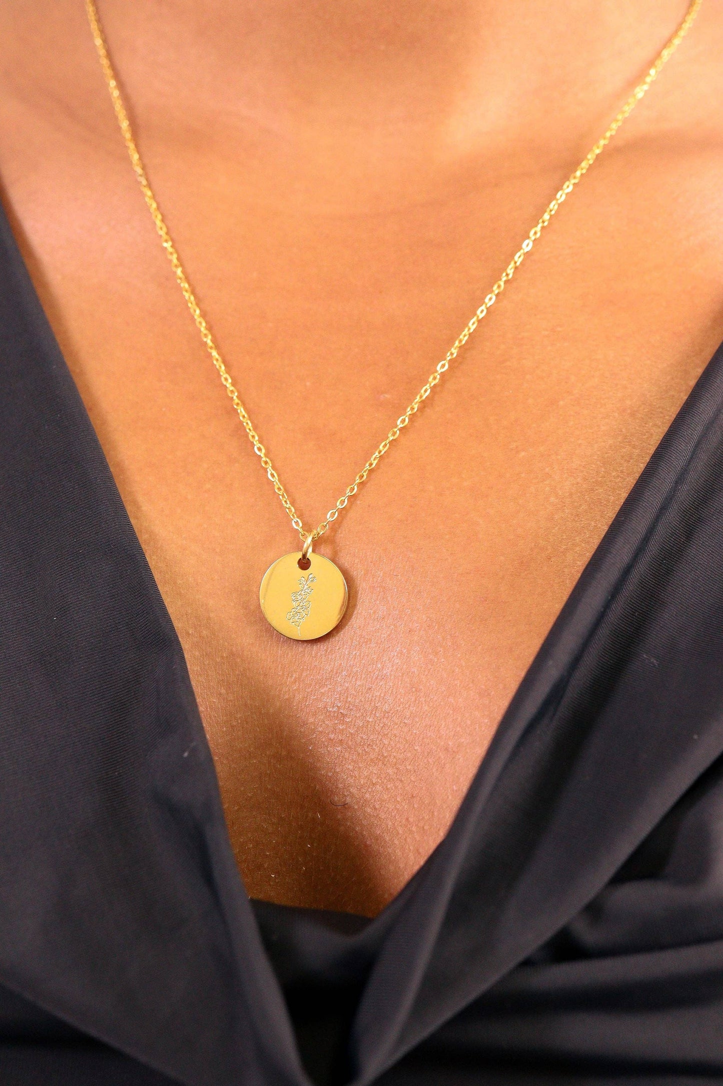 18K Gold/Stainless Steel Birth Flower Charm