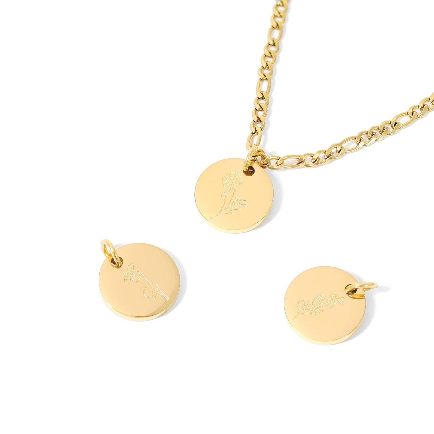 18K Gold/Stainless Steel Birth Flower Charm