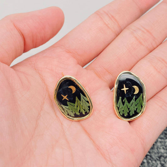 The Starry Sky Geometric Ear Studs