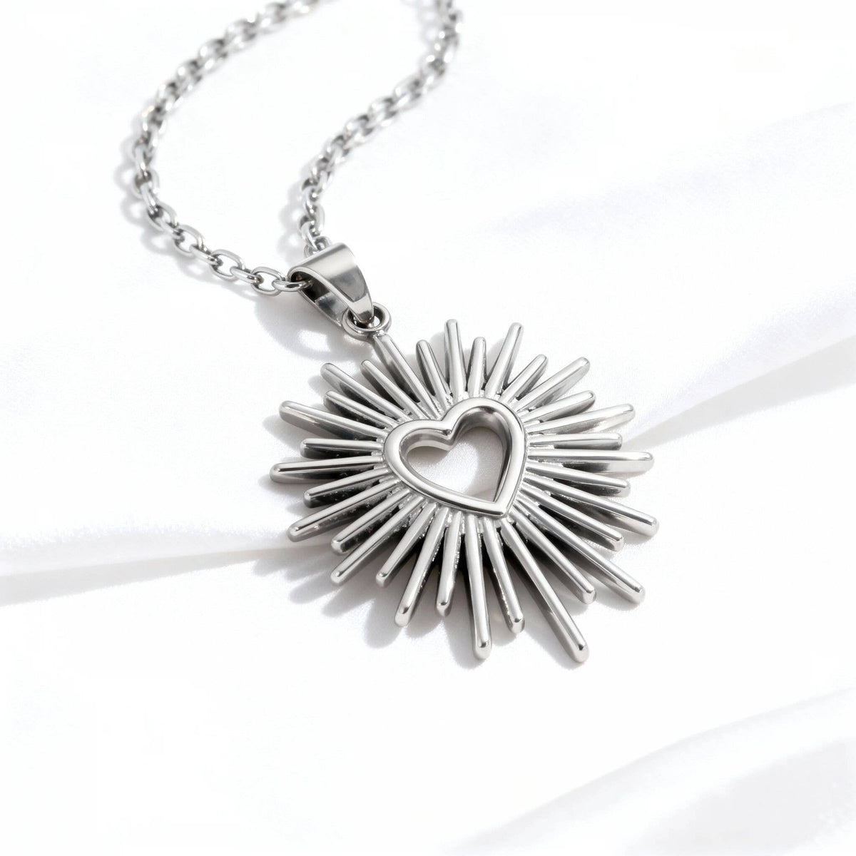 18K Gold PVD Textured Sunburst Heart Charm