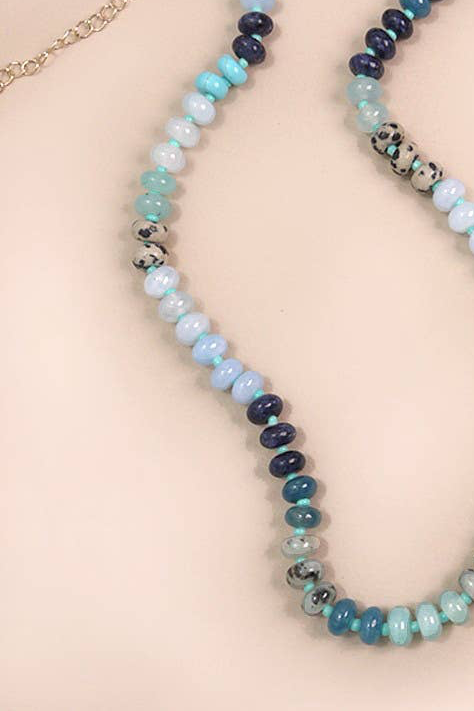 NATURAL AGATE GLASS SEMI PRECIOUS BEAD NECKLACE
