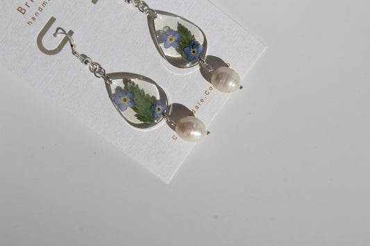 Forget-Me-Not Pearl Drop Earrings