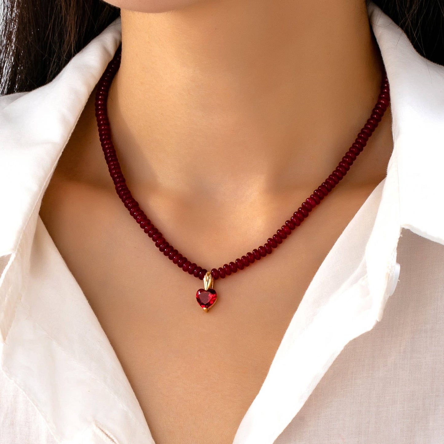 NATURAL SEMI PRECIOUS STONE BEADED CHARM NECKLACE