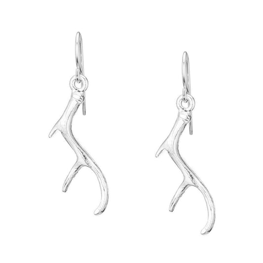 Silver Antler Dangle Earrings