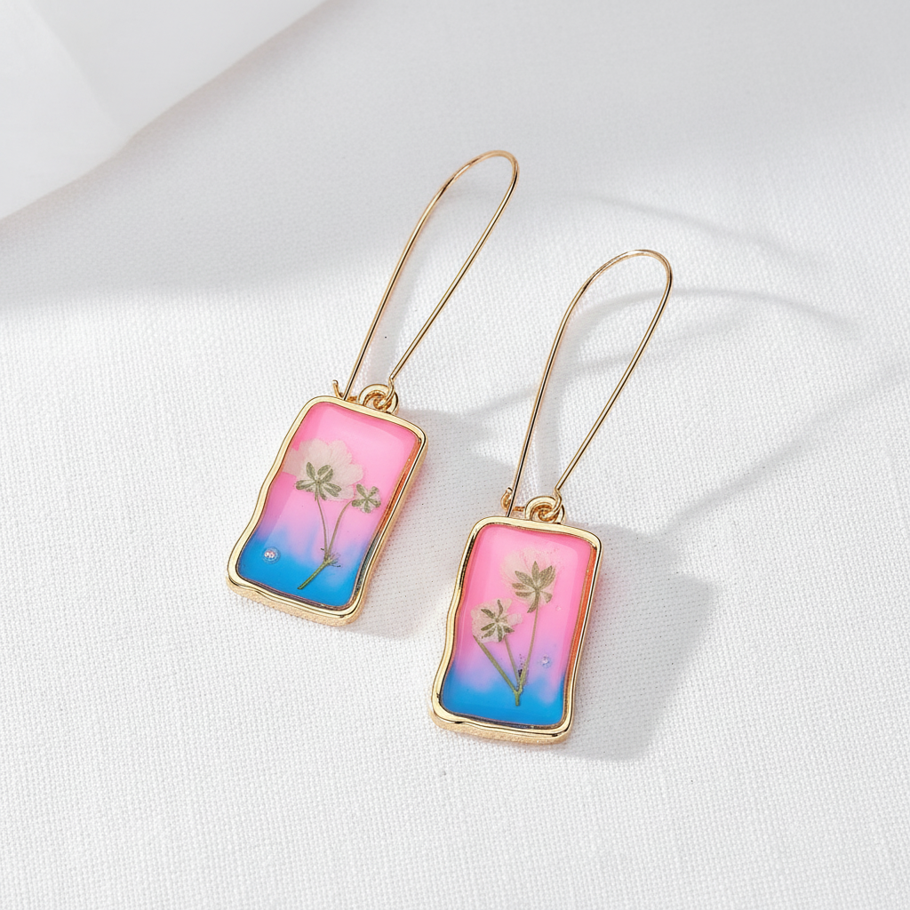 Square Daisy Drop Earrings