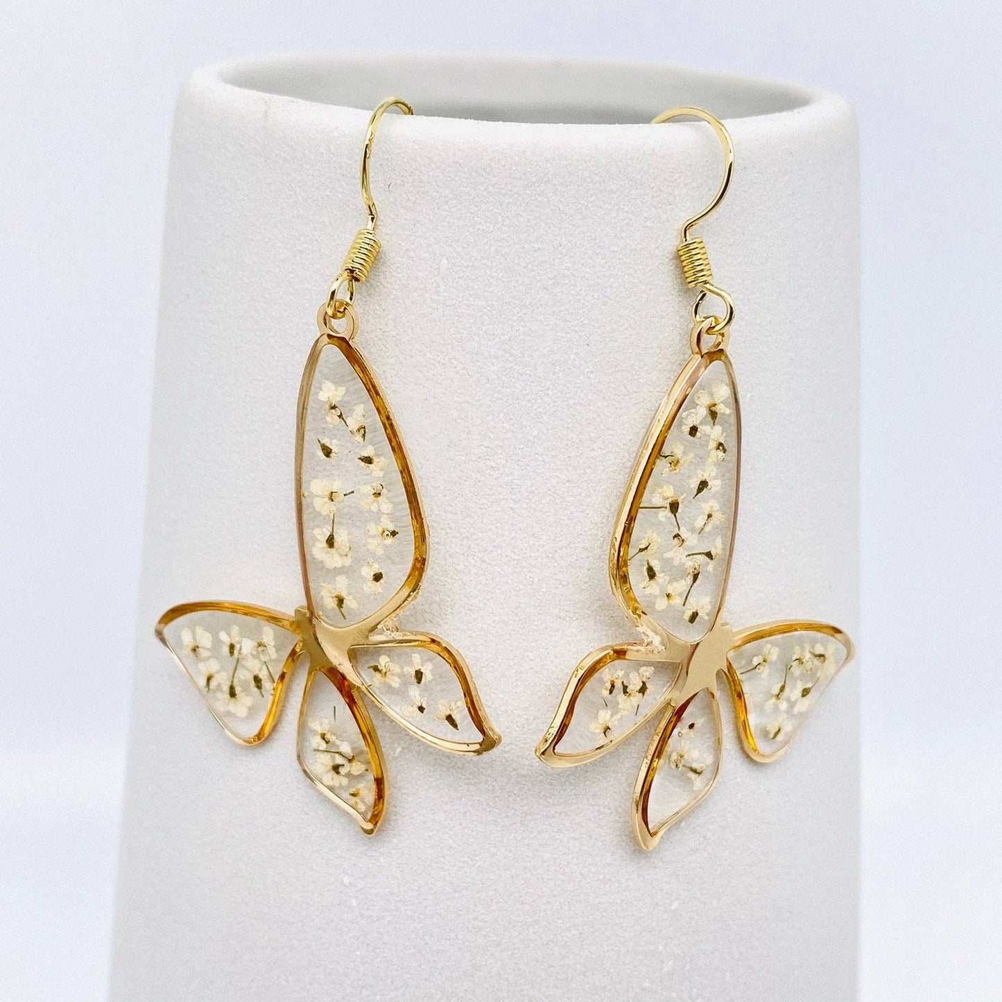 Queen Anne's Lace ButterflyFlower Earrings