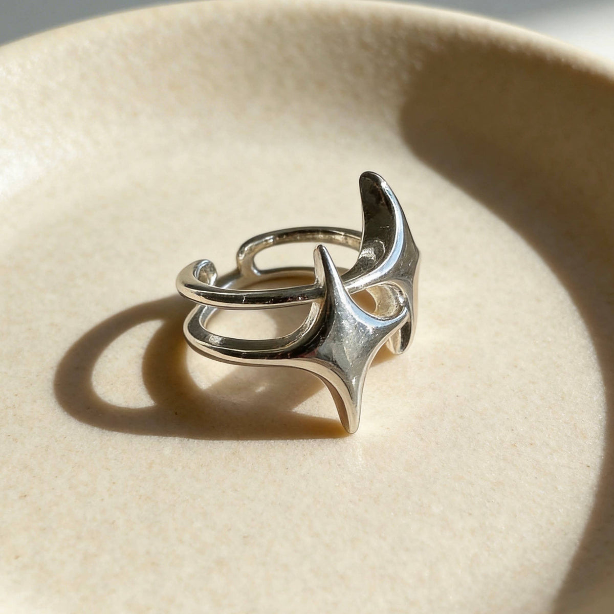 Silver Star Ring Modern Sculptural