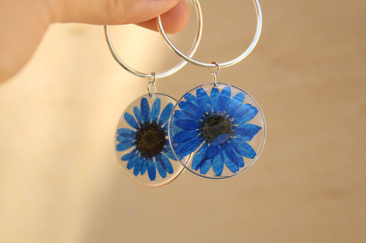 Midnight Daisy Hoop Earrings