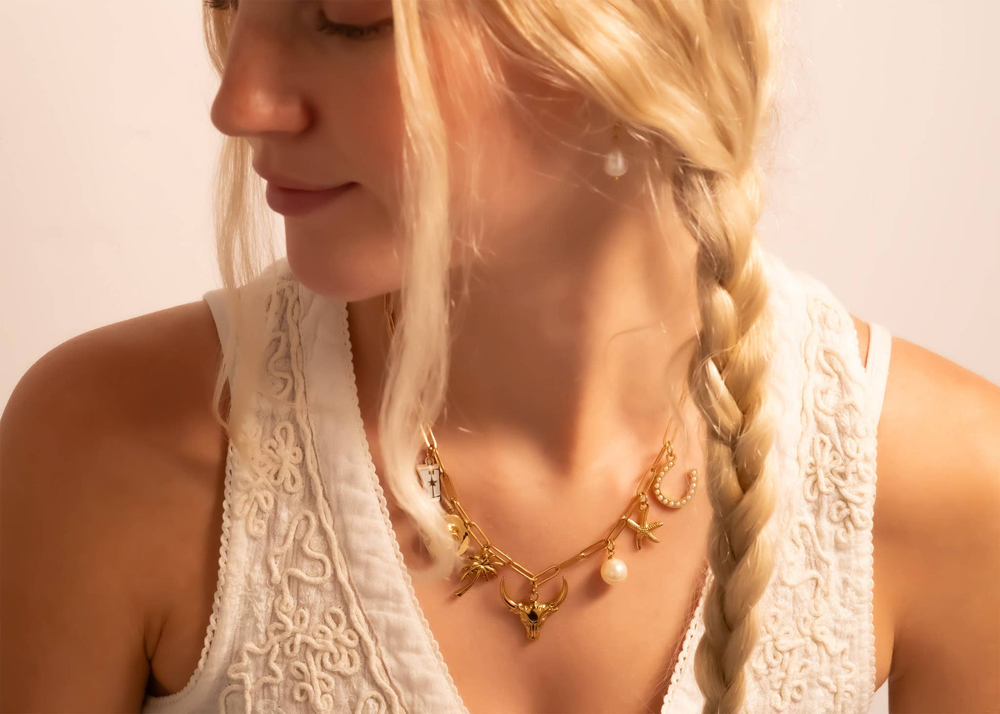 Pearl Beaded Horseshoe Charm