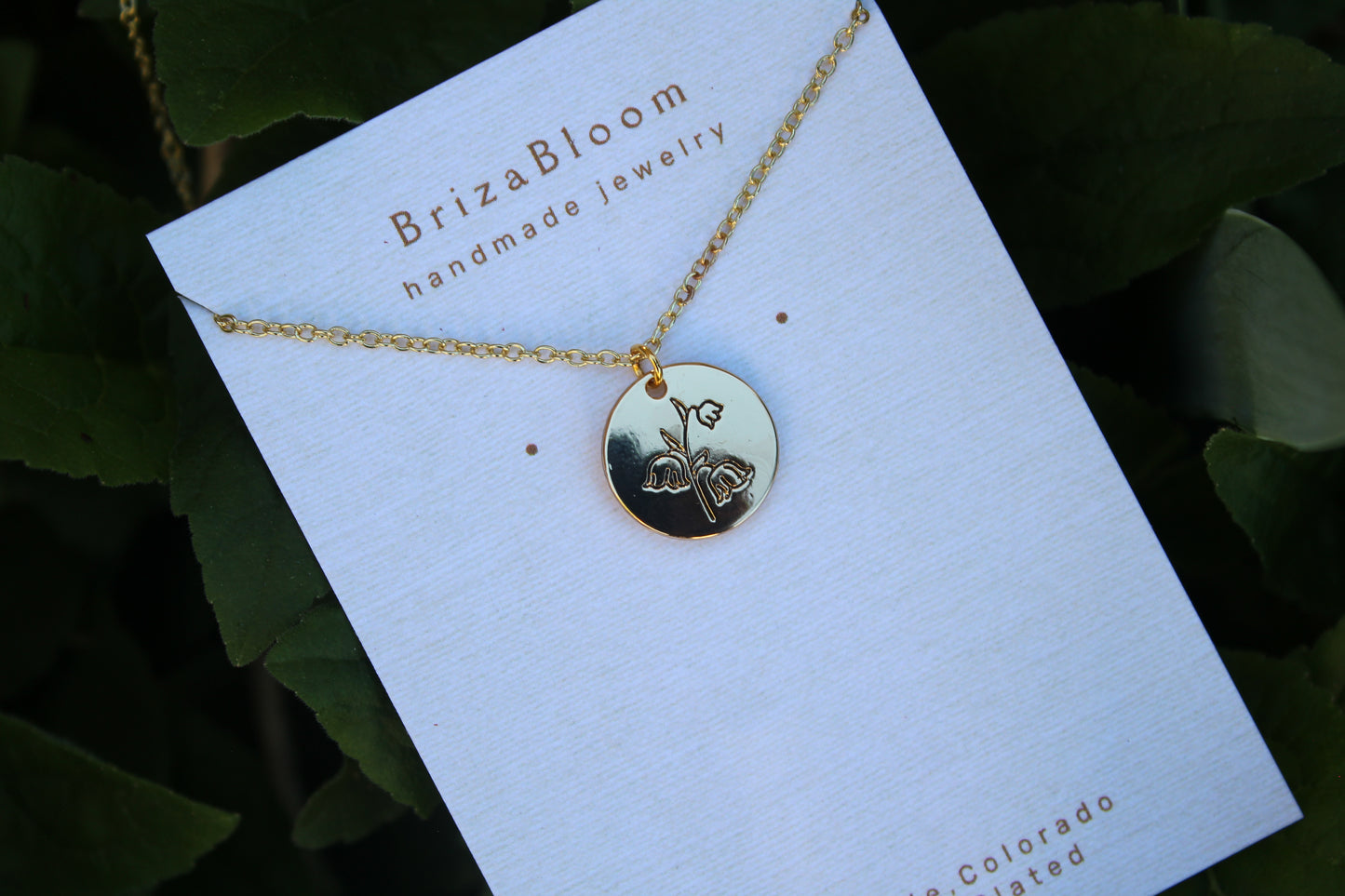 May Birth Flower: Lily of the Valley 18K Gold Plated Necklace
