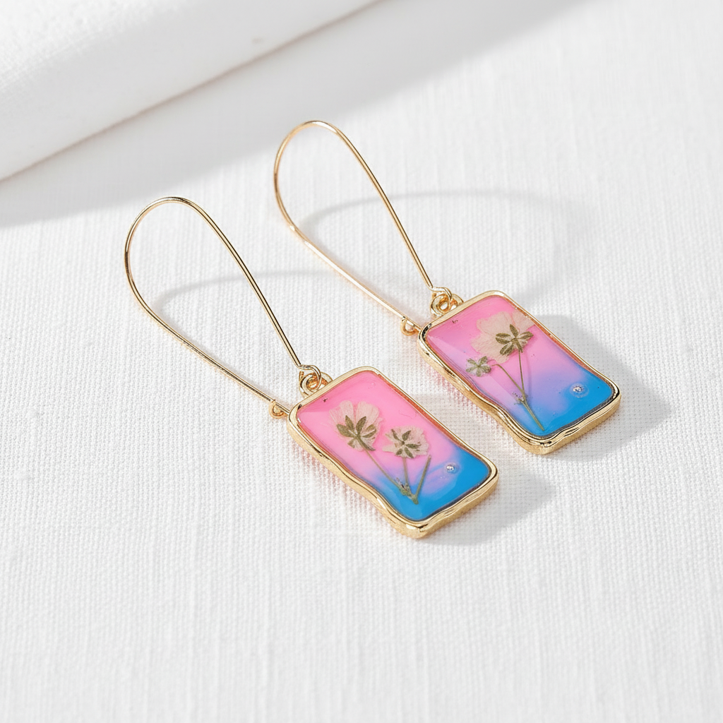 Square Daisy Drop Earrings