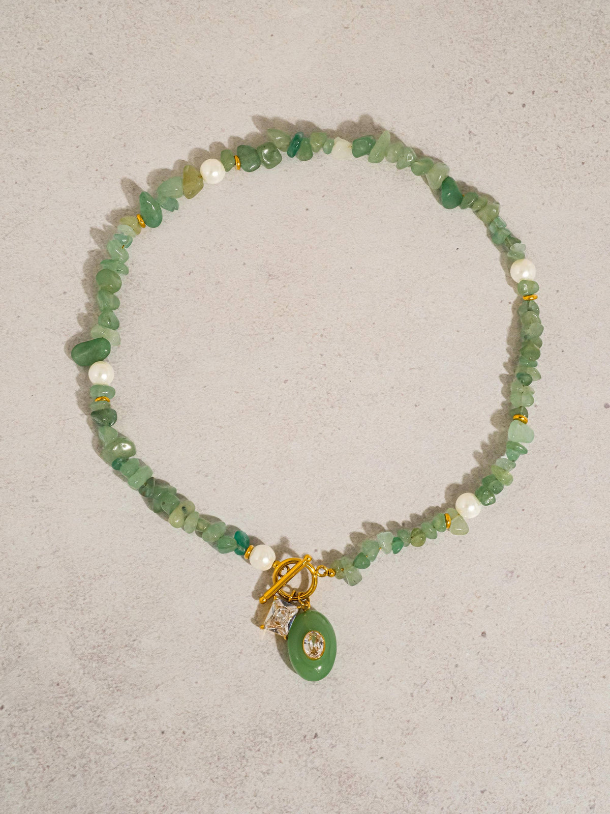 18K Gold Stone Charm Necklace