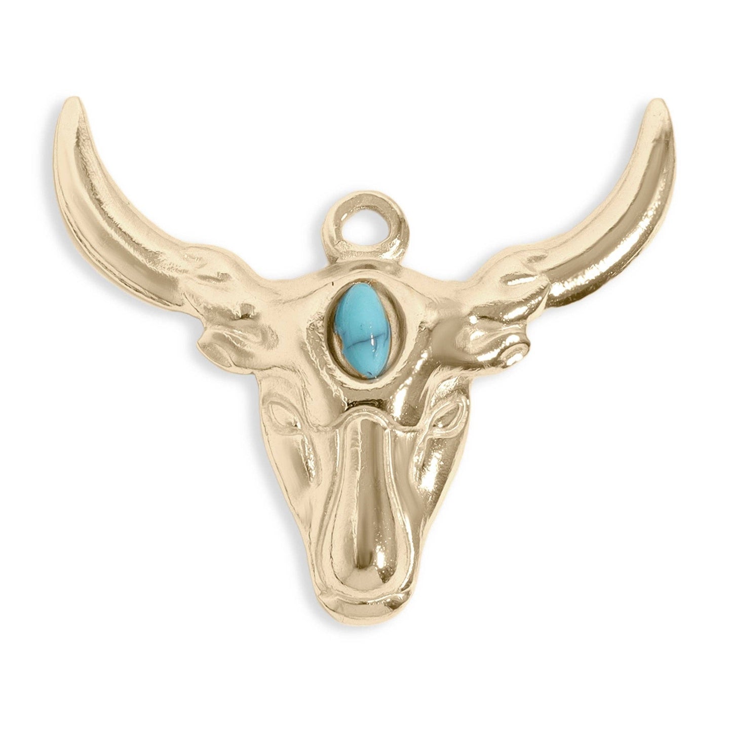 18K Gold PVD Longhorn with Turquoise Charm