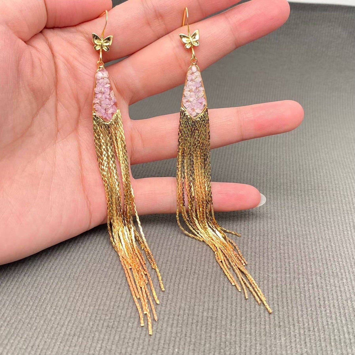 Fringe Golden Dangle Earrings
