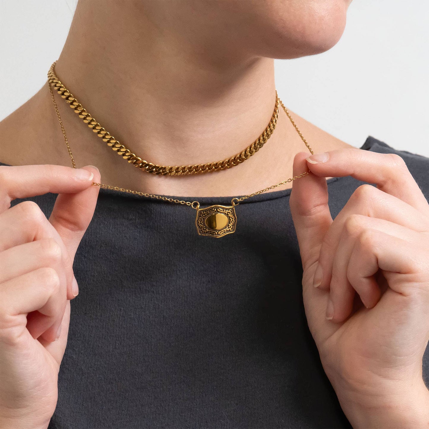 Engravable Belt Buckle Charm 18K Gold PVD