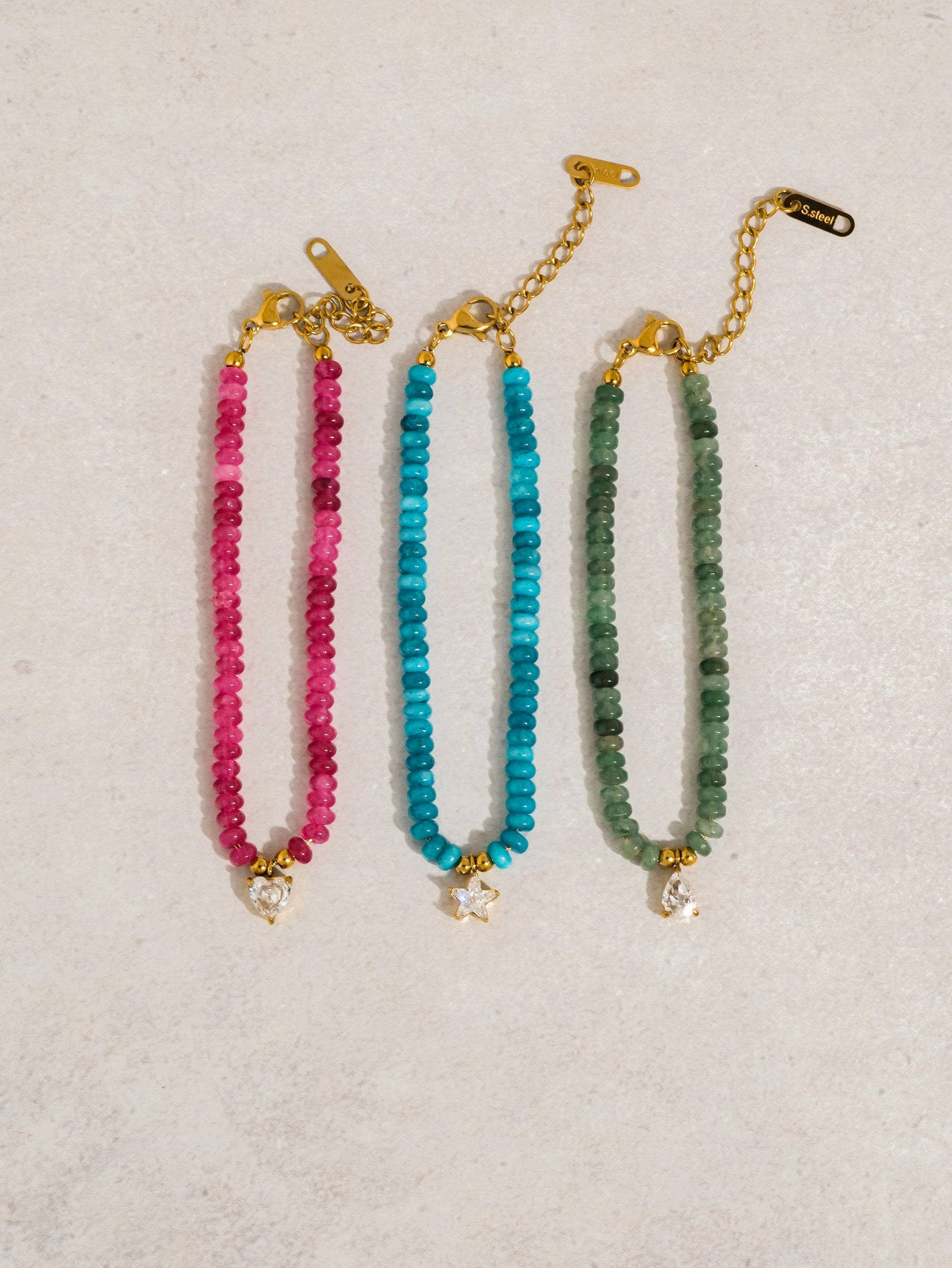 18K Gold Non-Tarnish Beaded CZ Bracelet