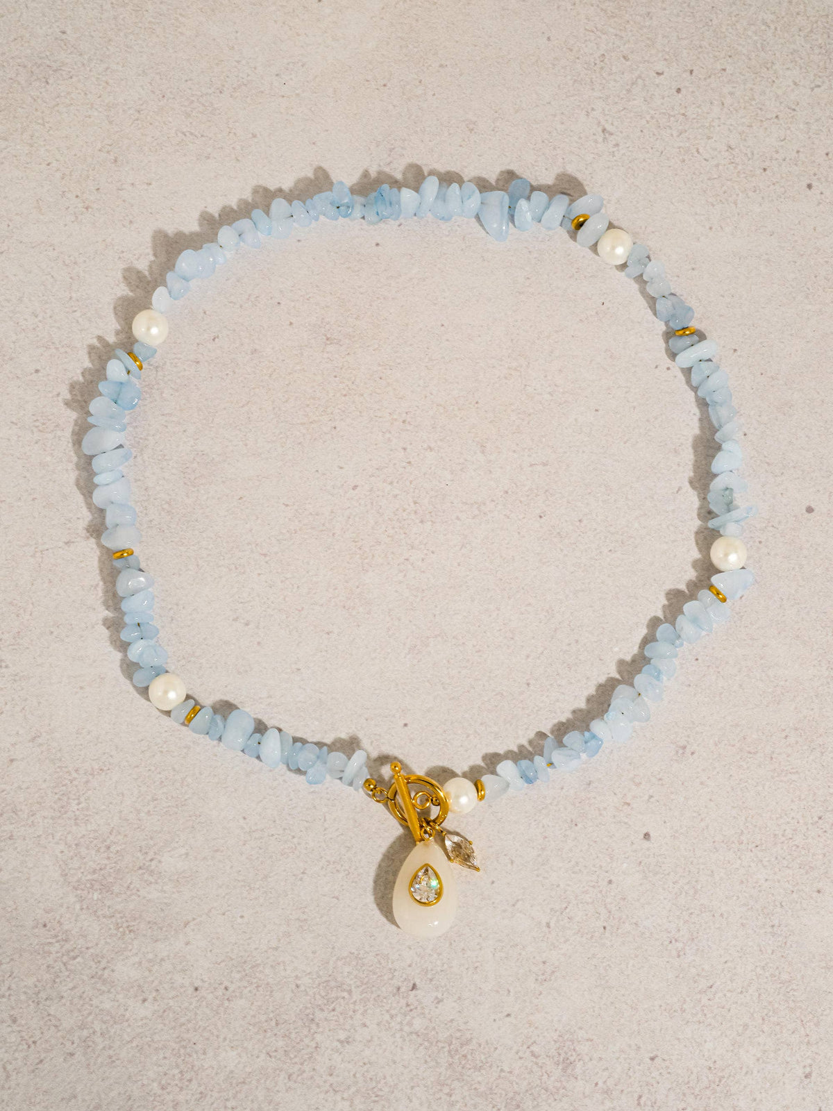 18K Gold Stone Charm Necklace