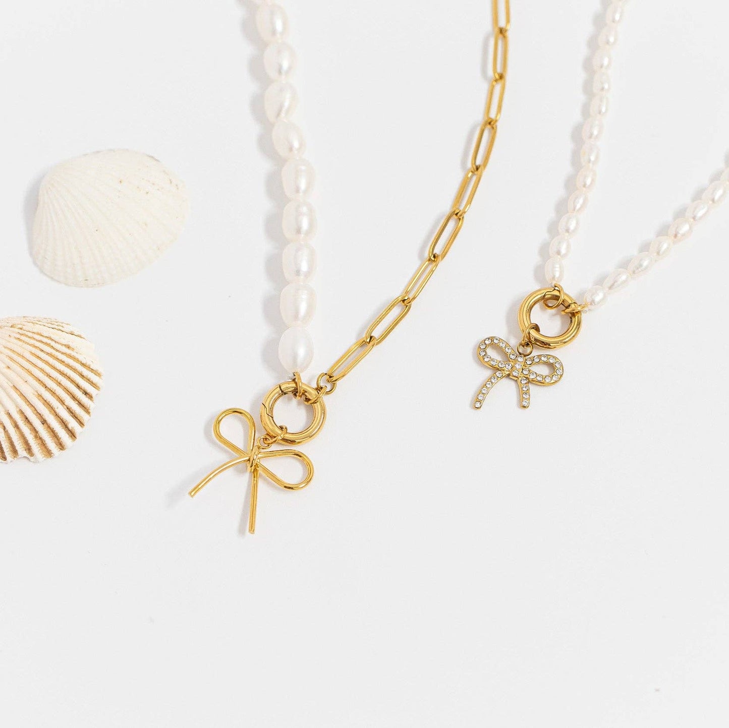 Freshwater Pearl/ Split Chain Charm Holder Necklace