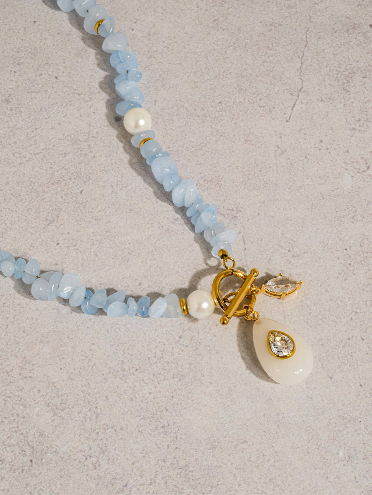18K Gold Stone Charm Necklace