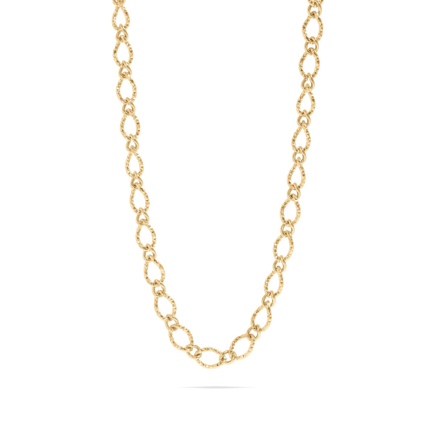 Steel Hammered Oval Chain Necklace