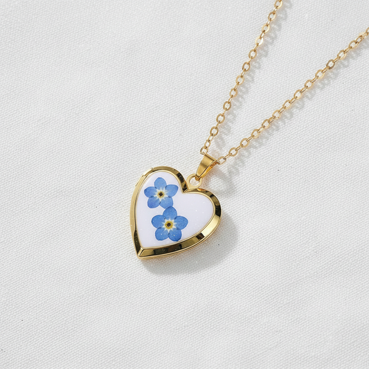 Preserved Floral Heart Locket Necklace