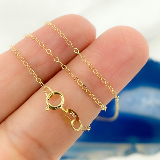 14k Solid Yellow Gold Flat Cable Chain