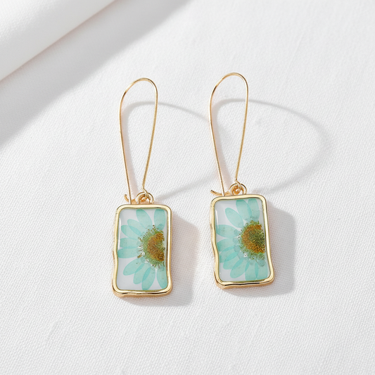 Square Daisy Drop Earrings