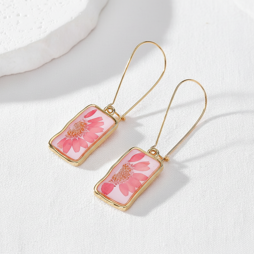 Square Daisy Drop Earrings