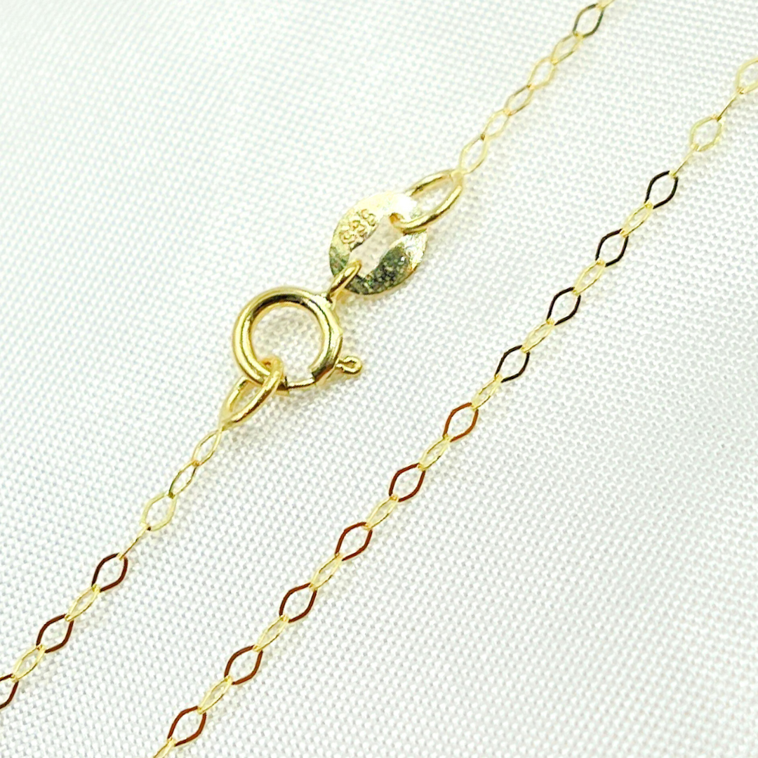14k Solid Yellow Gold Flat Cable Chain
