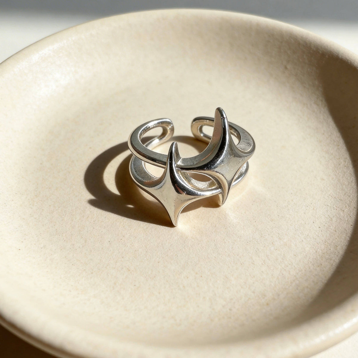 Silver Star Ring Modern Sculptural