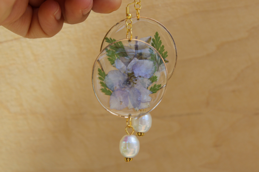 Larkspur and Peals Dangle Earrings