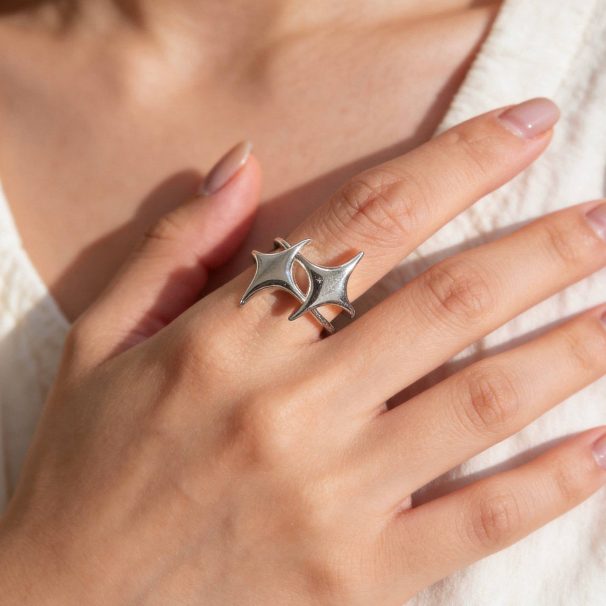 Silver Star Ring Modern Sculptural