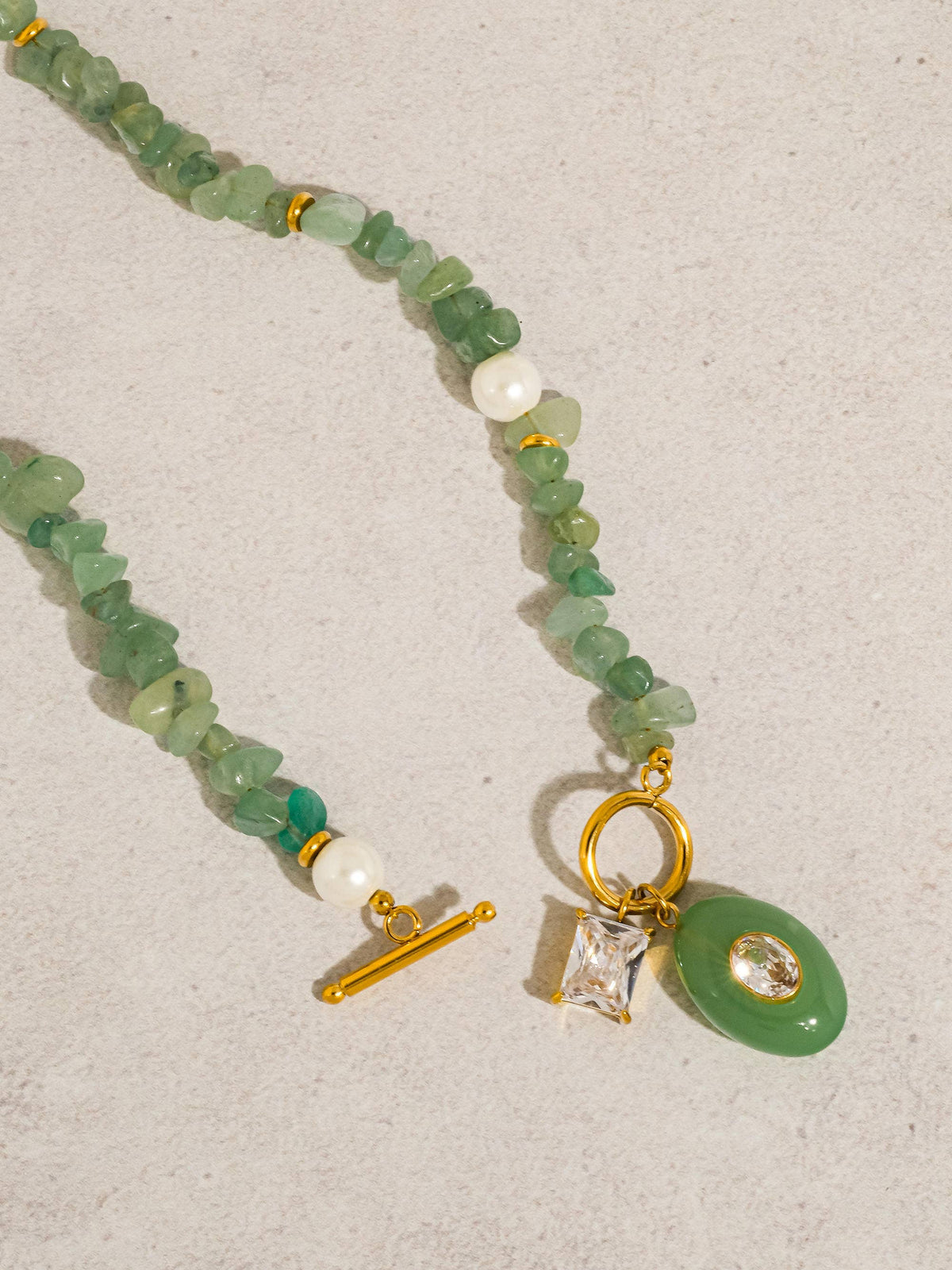 18K Gold Stone Charm Necklace