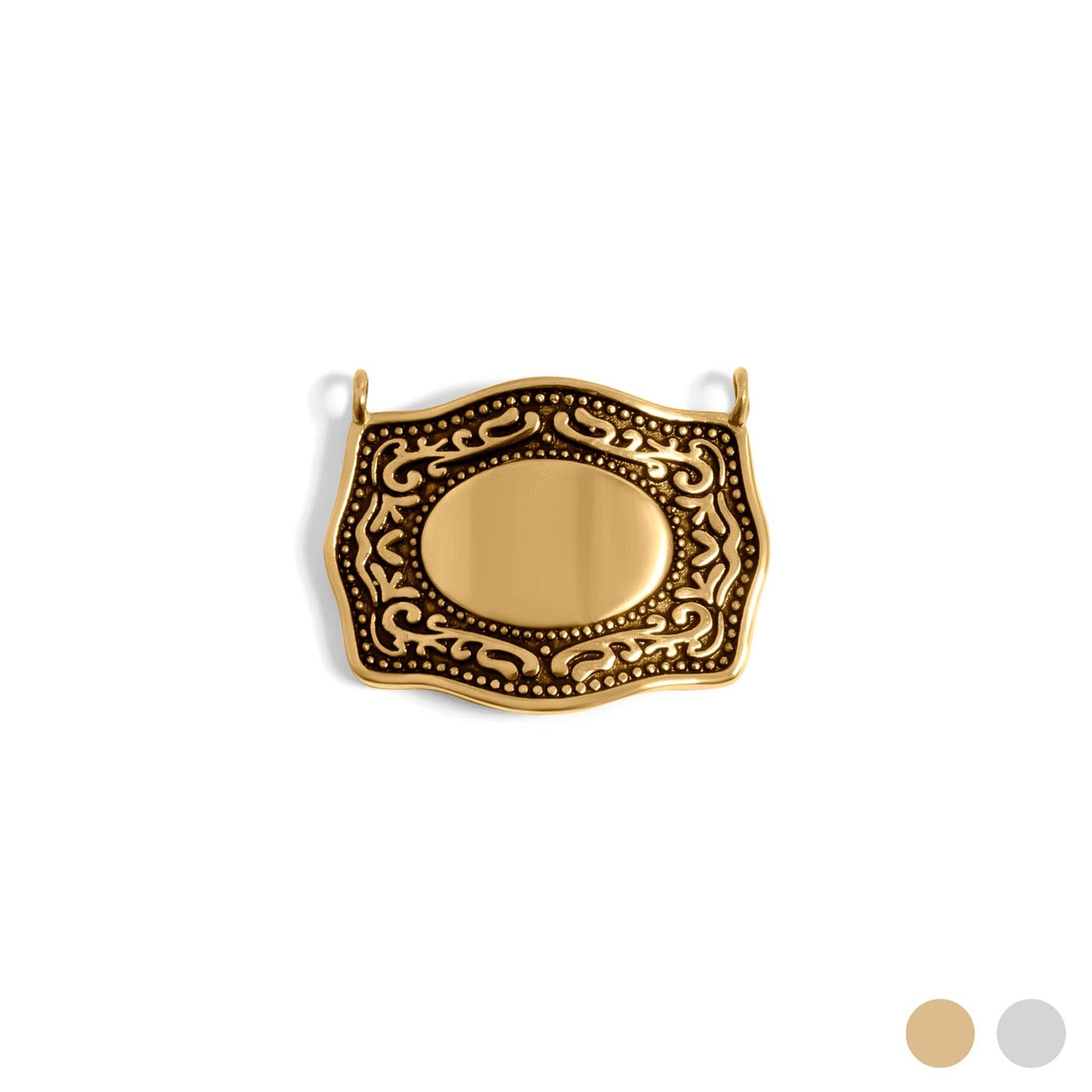 Engravable Belt Buckle Charm 18K Gold PVD