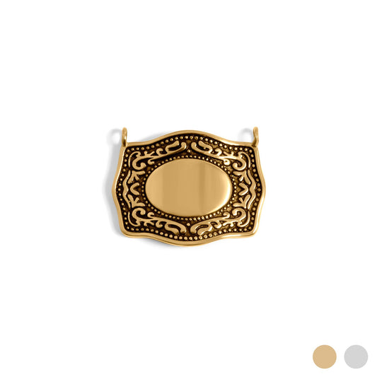 Engravable Belt Buckle Charm 18K Gold PVD