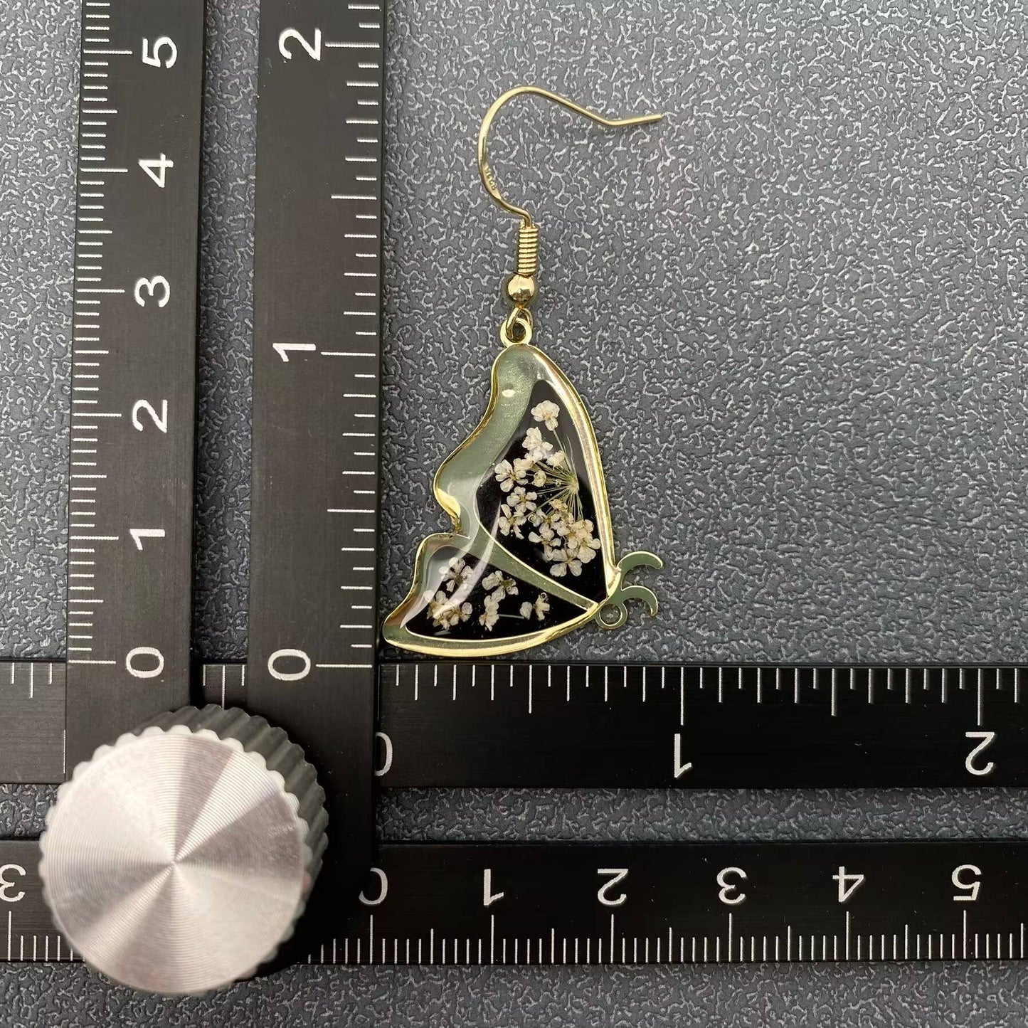 Queen Anne's Lace Black Butterfly Earrings