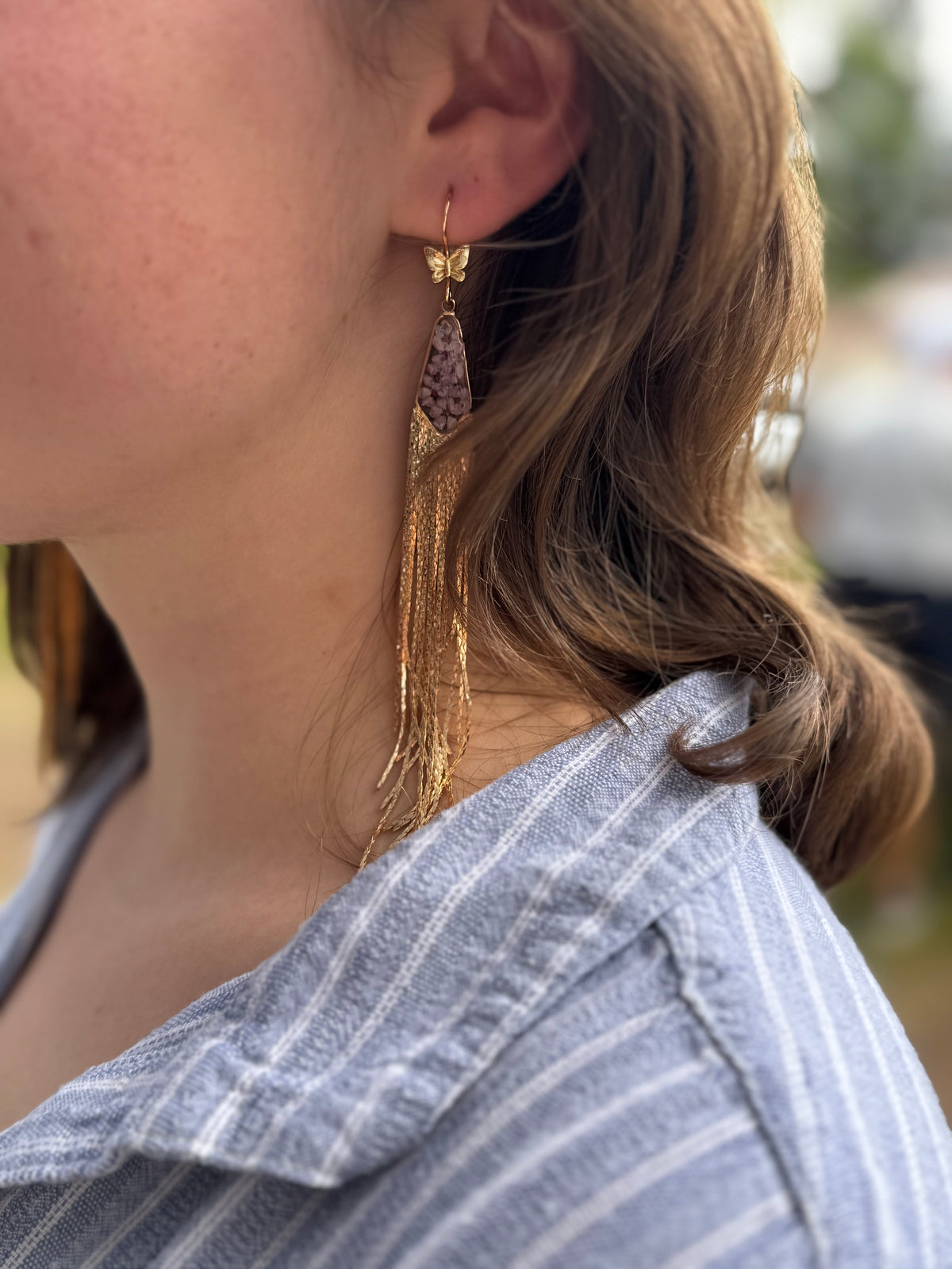 Fringe Golden Dangle Earrings