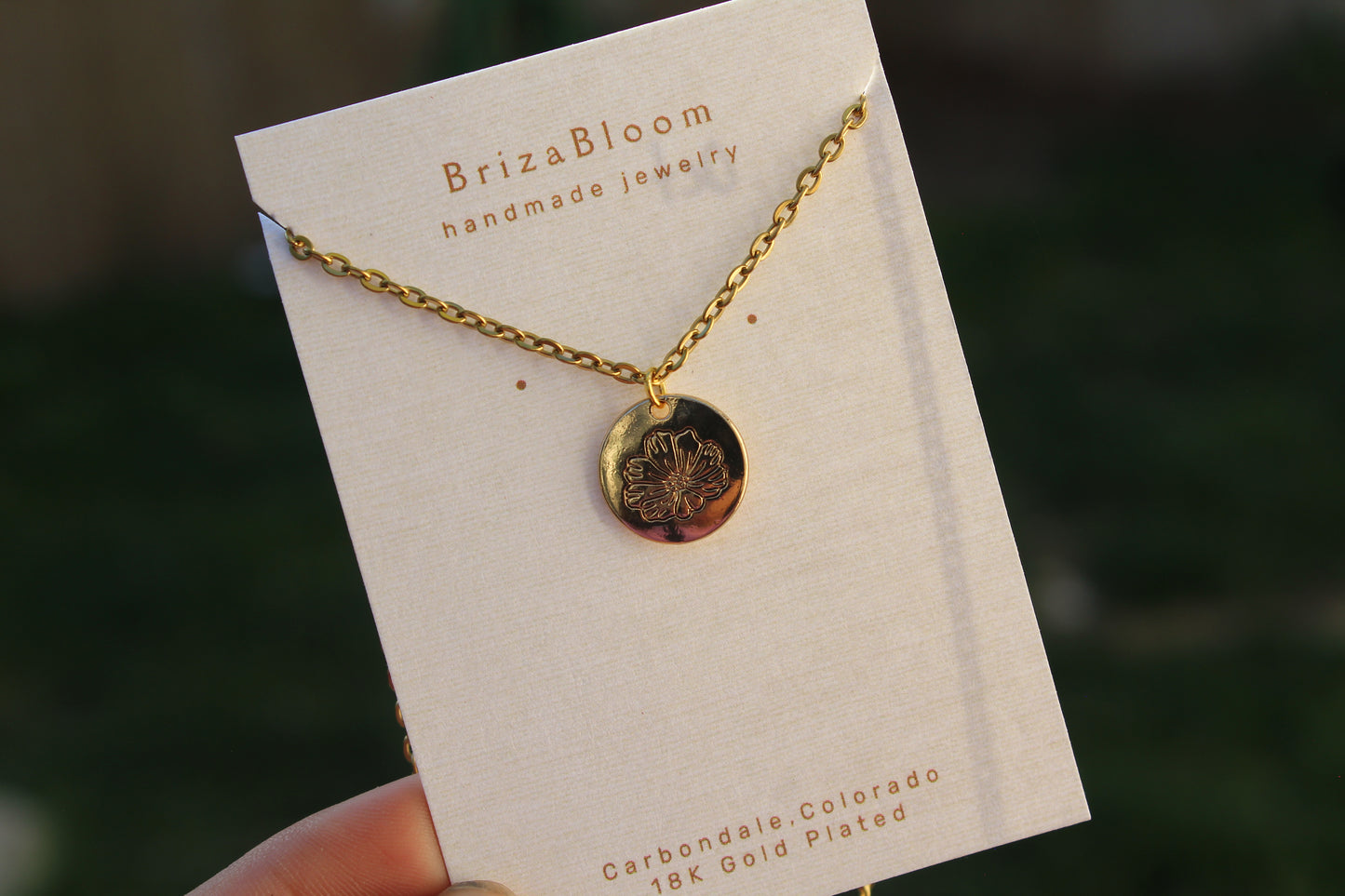 October - Cosmos- Birth Month Flower Necklace-18K Gold Plated