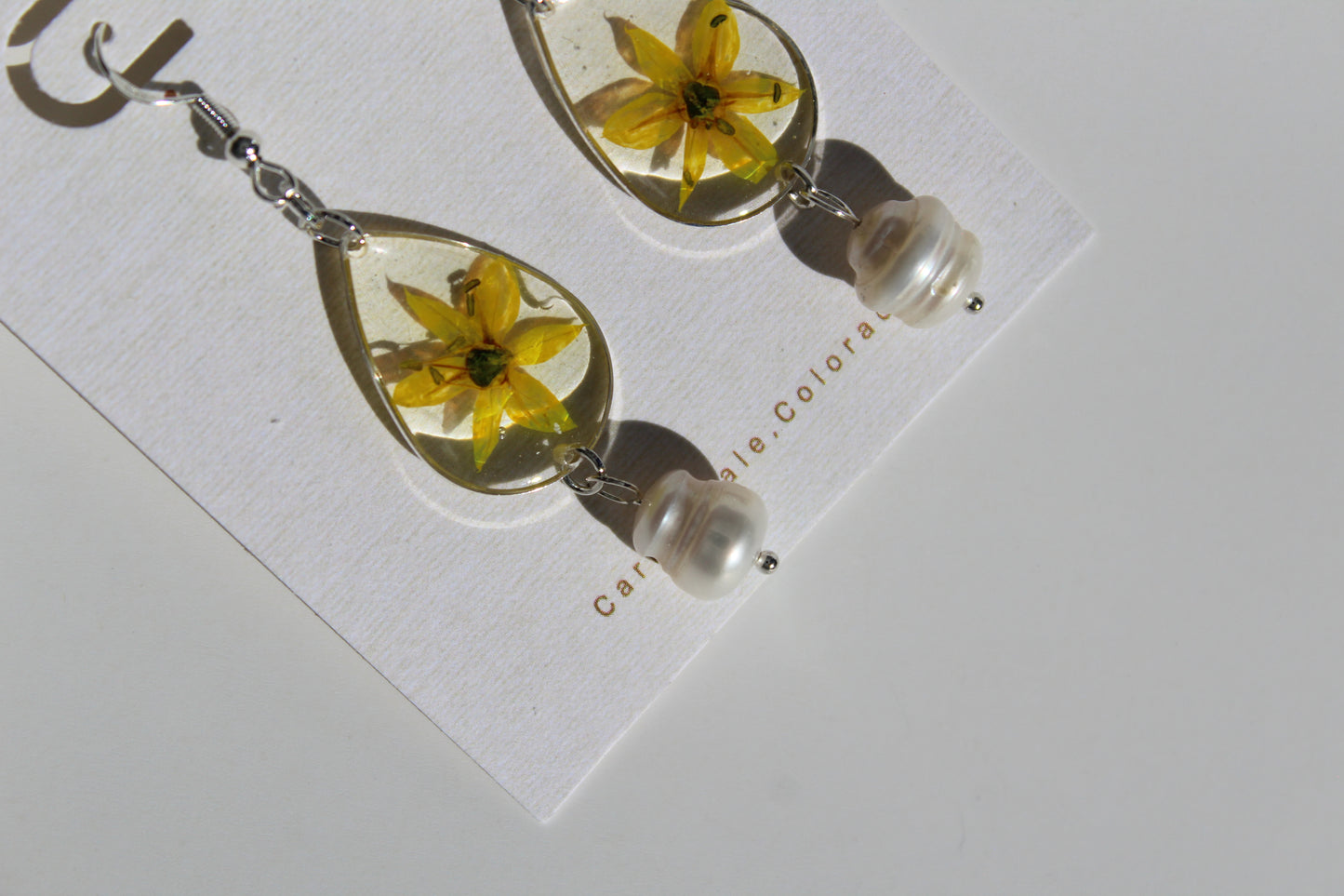 Golden Lily Bloom Pearl Earrings