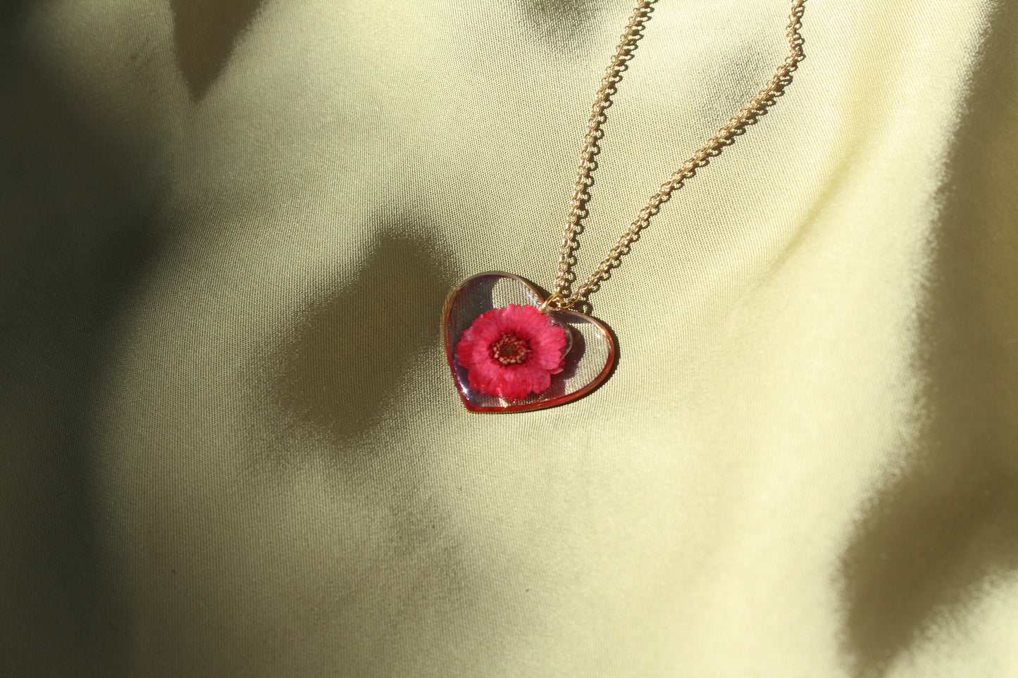 Gold Necklace/Red Flower