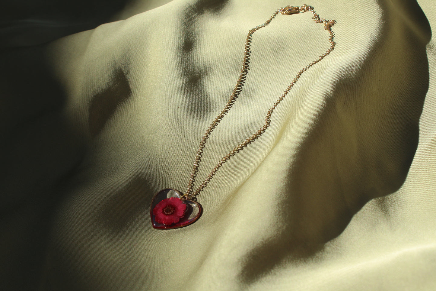 Gold Necklace/Red Flower
