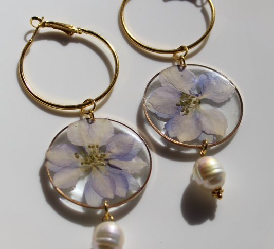 Lavender Mist Hydrangea Pearl Hoops
