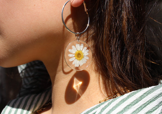 Daisy Hoops Silver