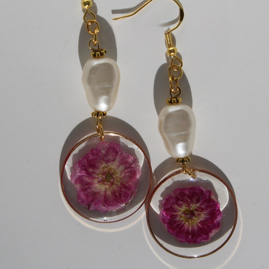 Blush Blossom & Pearl Drop Earrings