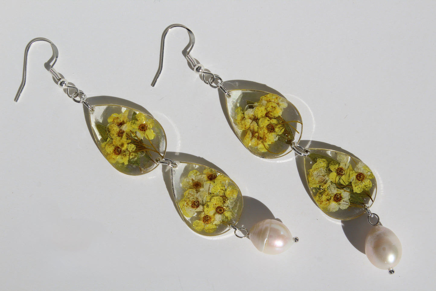 Pressed Wildflower Bouquet Pearl Earrings