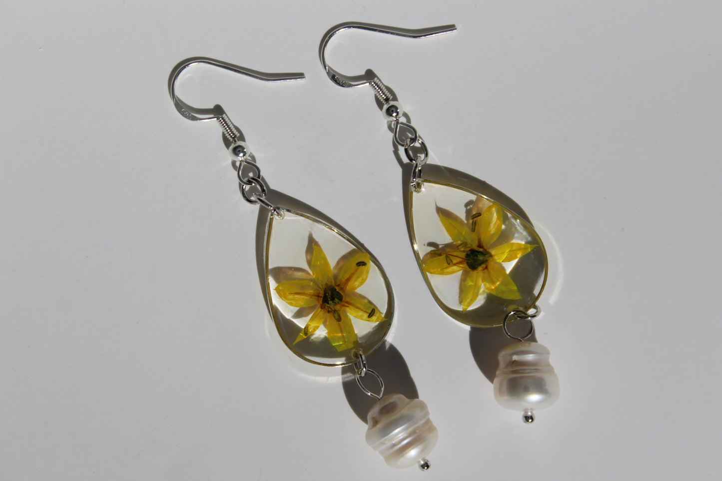 Golden Lily Bloom Pearl Earrings